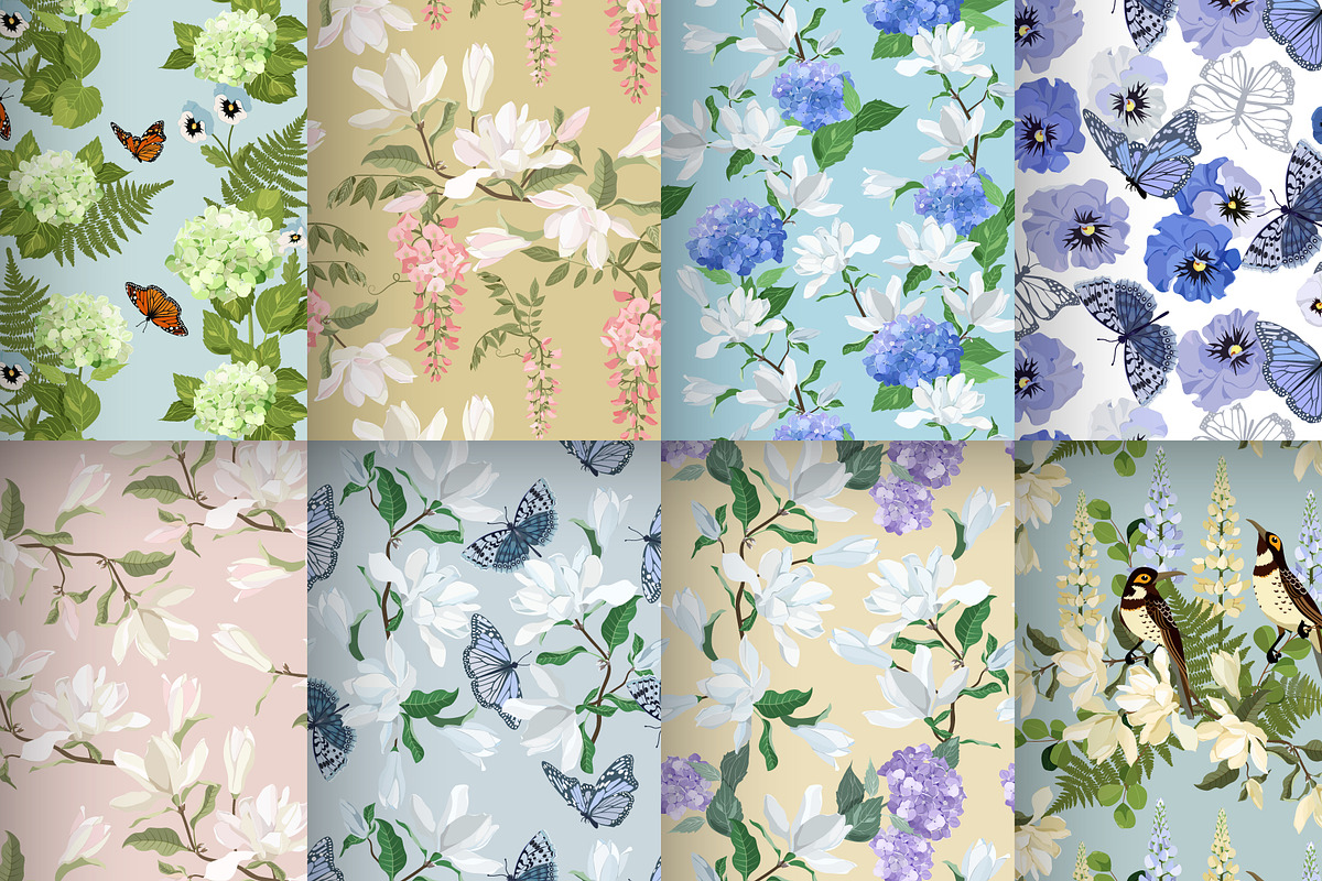 Floral Seamless Parrerns, a Pattern Graphic by artdemidova (Photo 1 of 6)