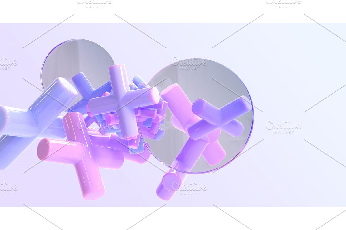 Flying glass circle disks, crystal, a 3D by Marozhkastudio