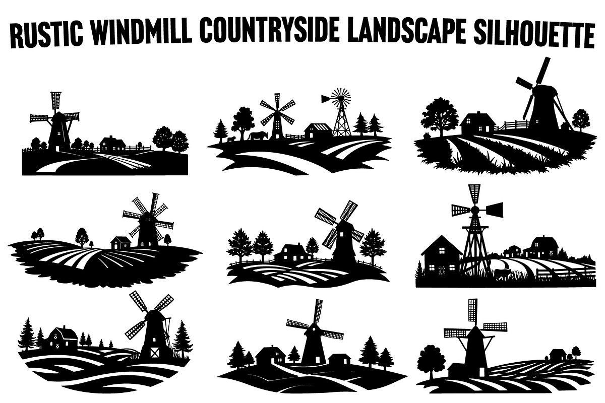 Dutch Windmill Field Set, an Illustration by BIPLOB EXPERT (Photo 1 of 10)