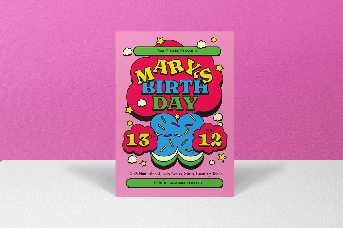 Colourful Teen Birthday Invitation, a Flyer Template by graphicook (Photo 3 of 4)