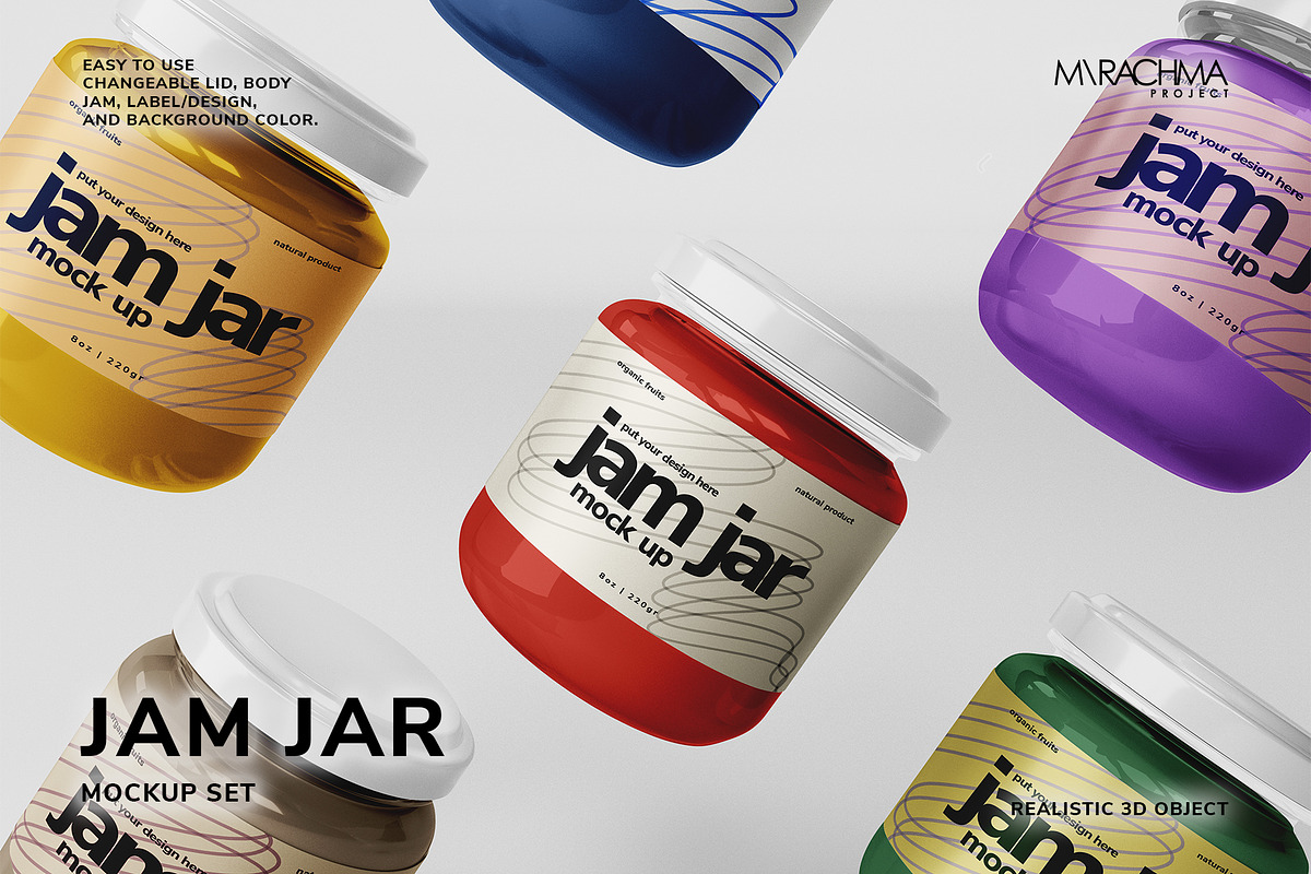 Jam Jar Mockup Set, a Cups & Container Mockup by Mirachma Project (Photo 1 of 7)