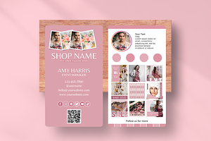 Blush Pink QR Business Card