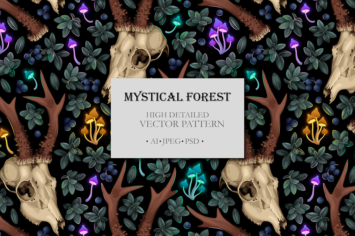 Mystical Forest Pattern, a Pattern Graphic by GreyLilac (Photo 1 of 7)