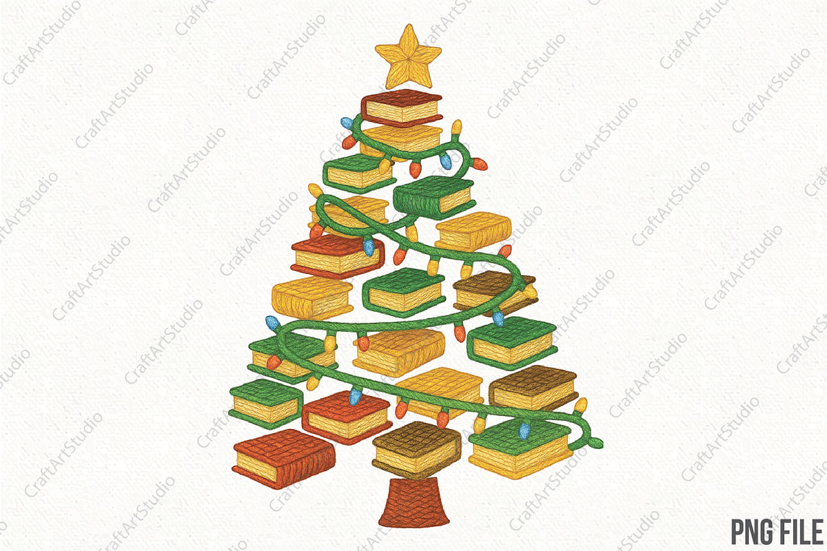 Book Christmas Tree PNG, an Illustration by CraftArtStudio (Photo 1 of 4)