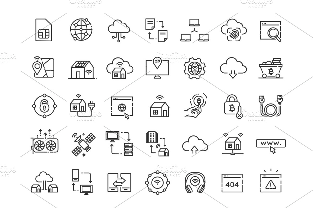 Internet Technology Icons Set, an Outline Icon by Tettygreen (Photo 2 of 2)