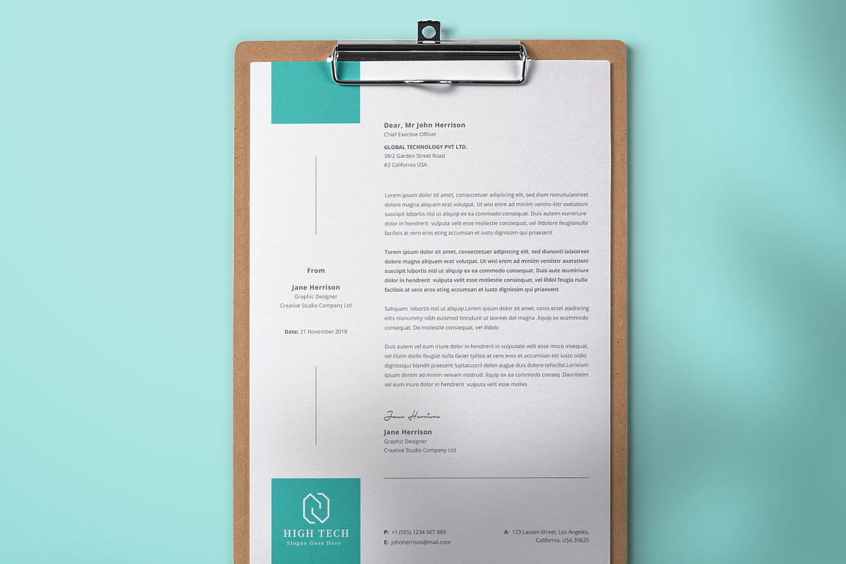 Business Letterhead Word, a Stationery Template by ResumeDevisers (Photo 5 of 8)