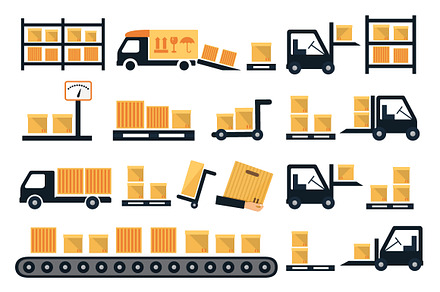 Shipping and delivery vector icons