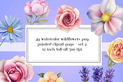 Watercolor Wildflower Clipart Set 2, an Object Graphic by AllTheKewtClipart (Thumbnail 1 of 5)