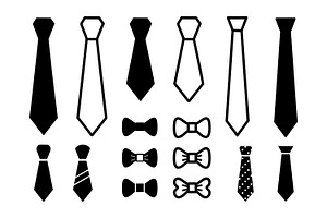 Silhouette of various ties, an Outline Icon by Saba Vector