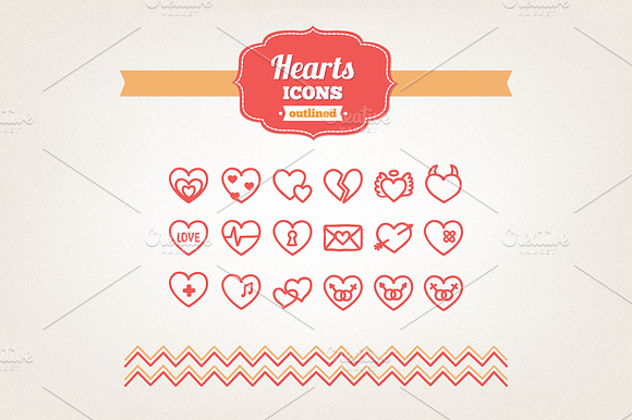 Hand Drawn Hearts Icons