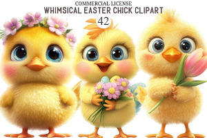 Whimsical Easter Chick Clipart, an Illustration by designcity5