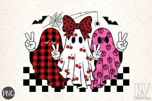 Retro Halloween Ghost PNG, an Illustration by Libby Wishes