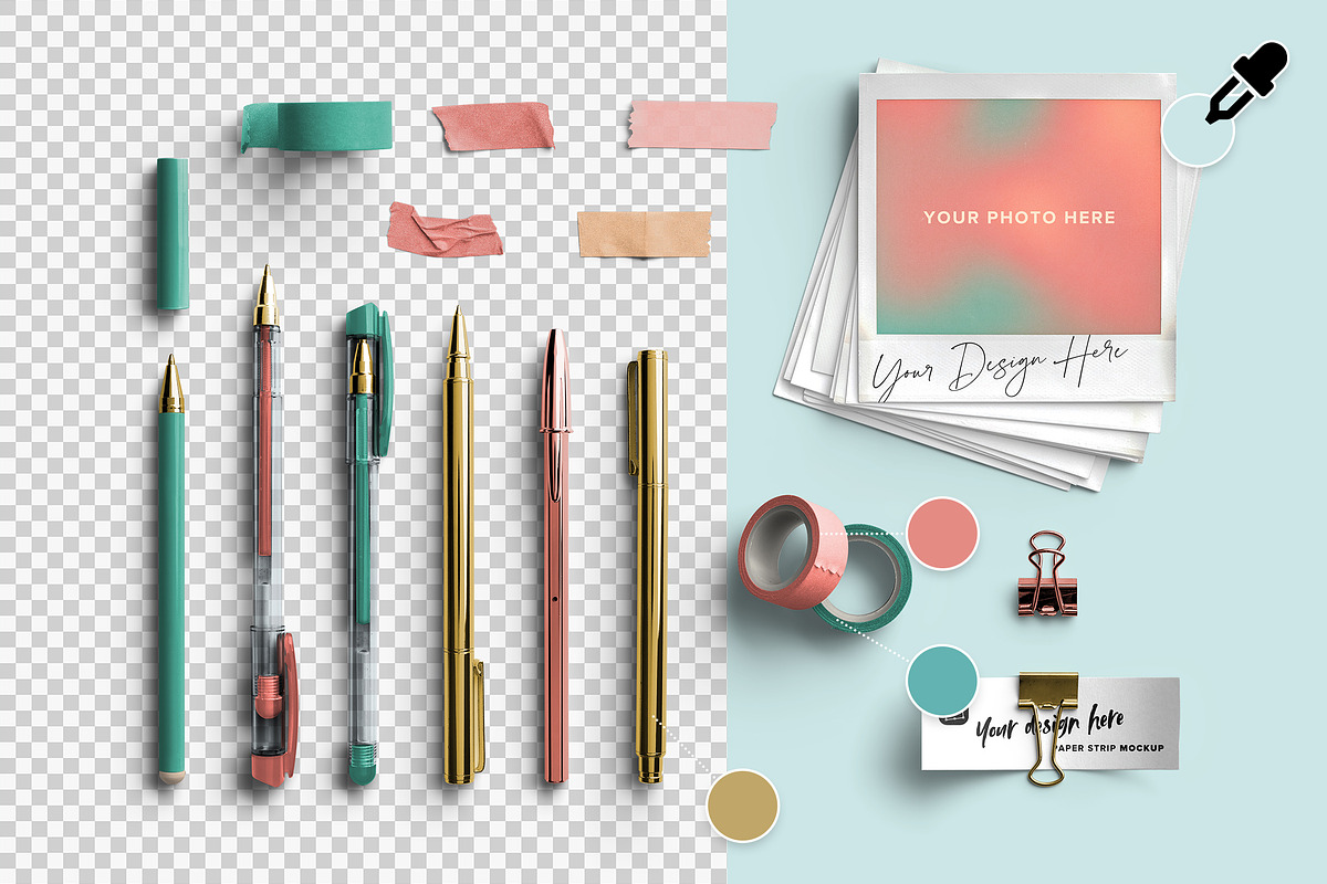 Marina Pens and Washi Pack, an Advertising Mockup by Custom Scene (Photo 5 of 10)