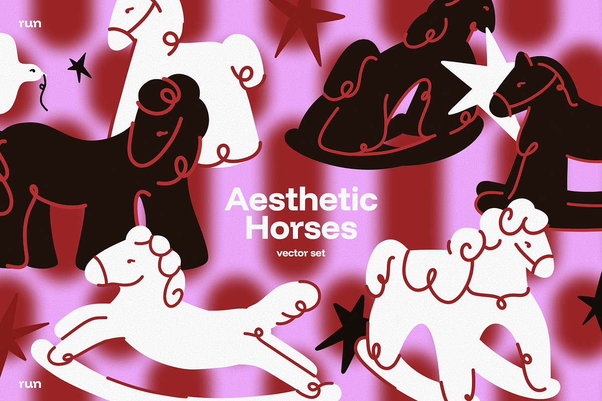 Aesthetic Horses Vector Set, an Object Graphic by My.Ordinarty (Photo 1 of 8)