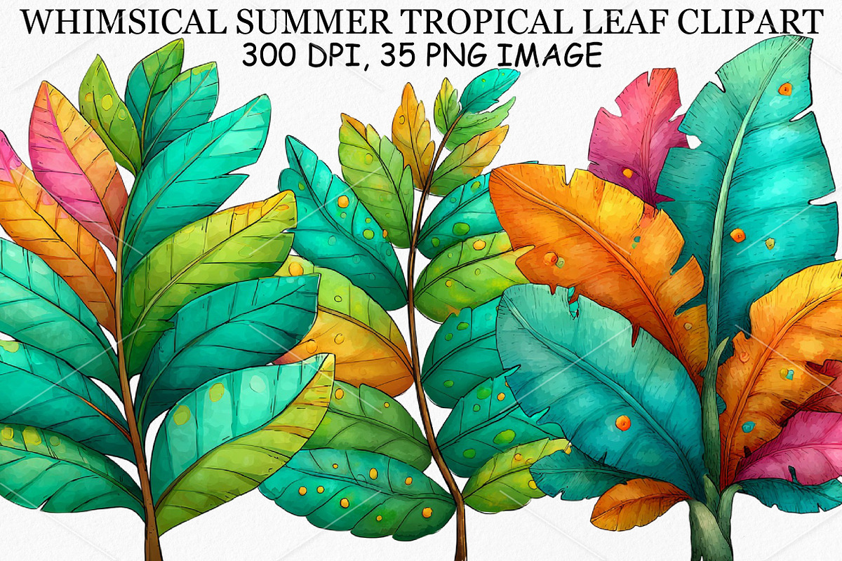 Whimsical Summer Tropical Leaf PNG, an Illustration by Canvas Craft (Photo 1 of 7)