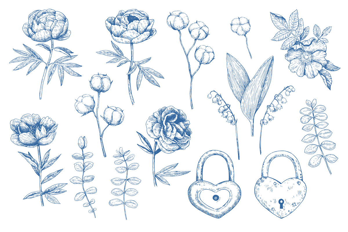 Vintage floral elements for design, a Decorative Illustration by Robusta (Photo 2 of 2)