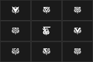 Owl Head logo with V and F letter