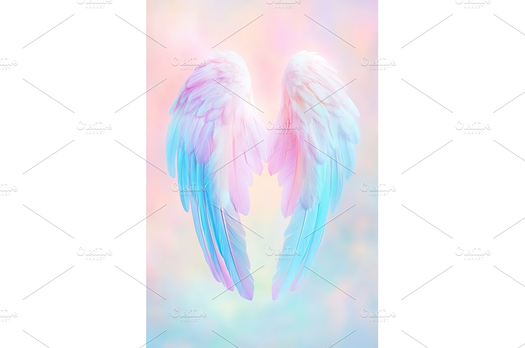 Ethereal pastel angel wings on soft, an Abstract Photo by Lermont51