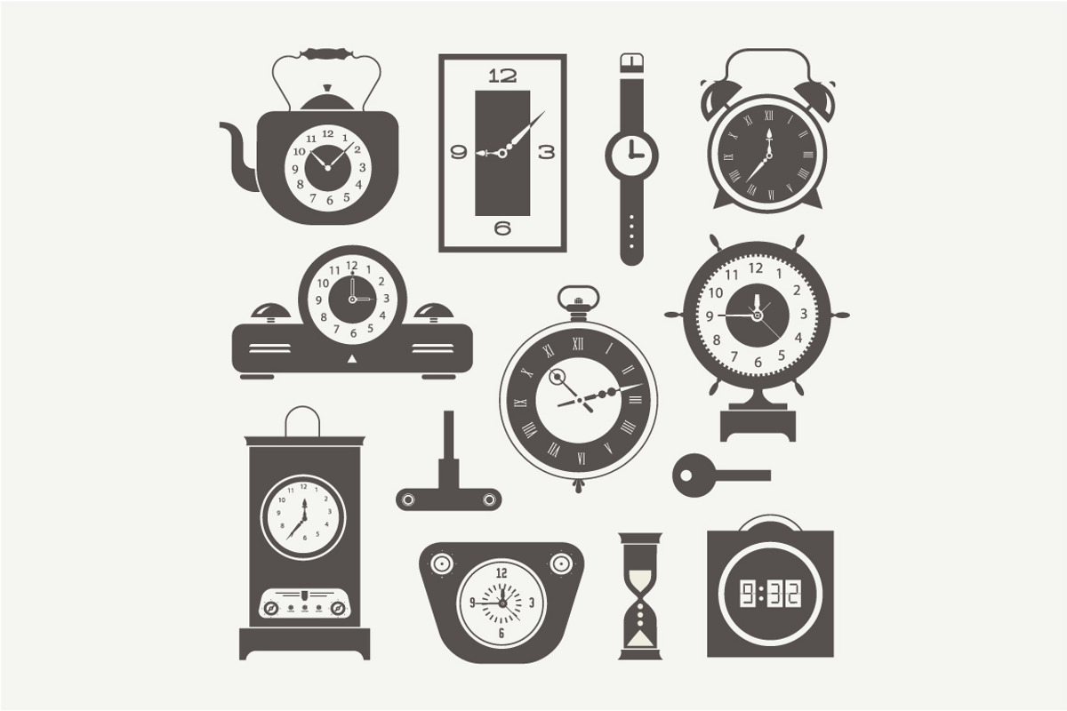 Vector clock icons preview 2