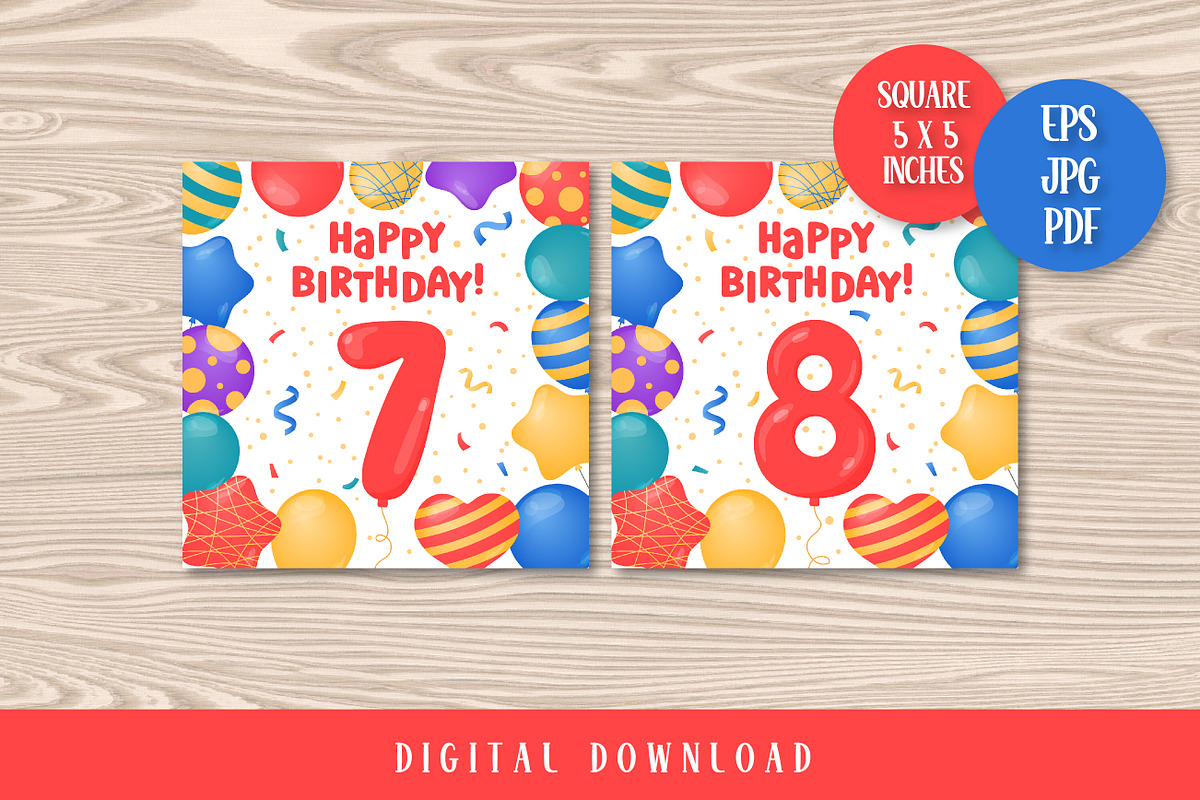 Happy Birthday Greeting Cards Square, a Card Template by AnnaViolet_store (Photo 5 of 9)