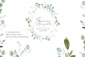 Watercolor Greenery Clipart Bundle