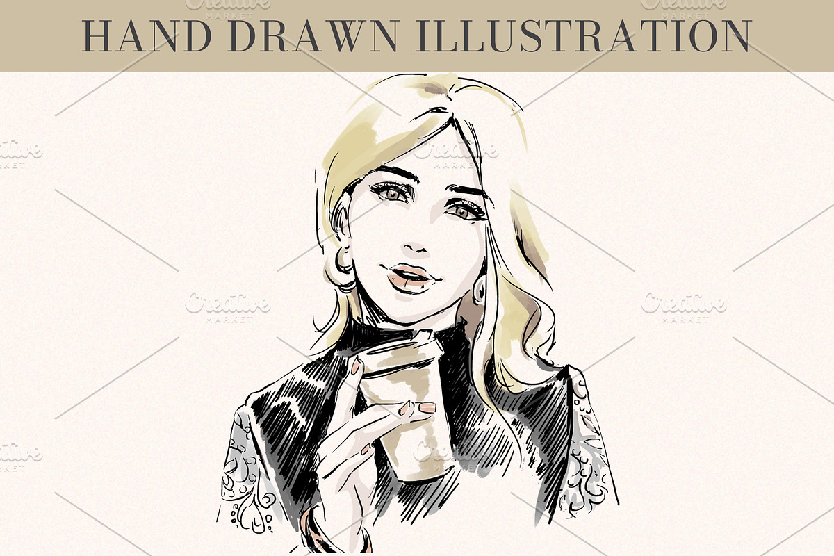 Coffee Girl Vector EPS Illustration, a Person Illustration by Elena Naumchenkova (Photo 3 of 4)