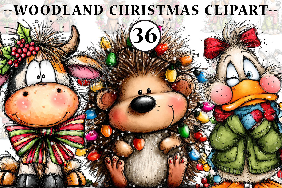 Watercolor woodland Christmas clipar, an Illustration by CreationArt (Photo 1 of 4)