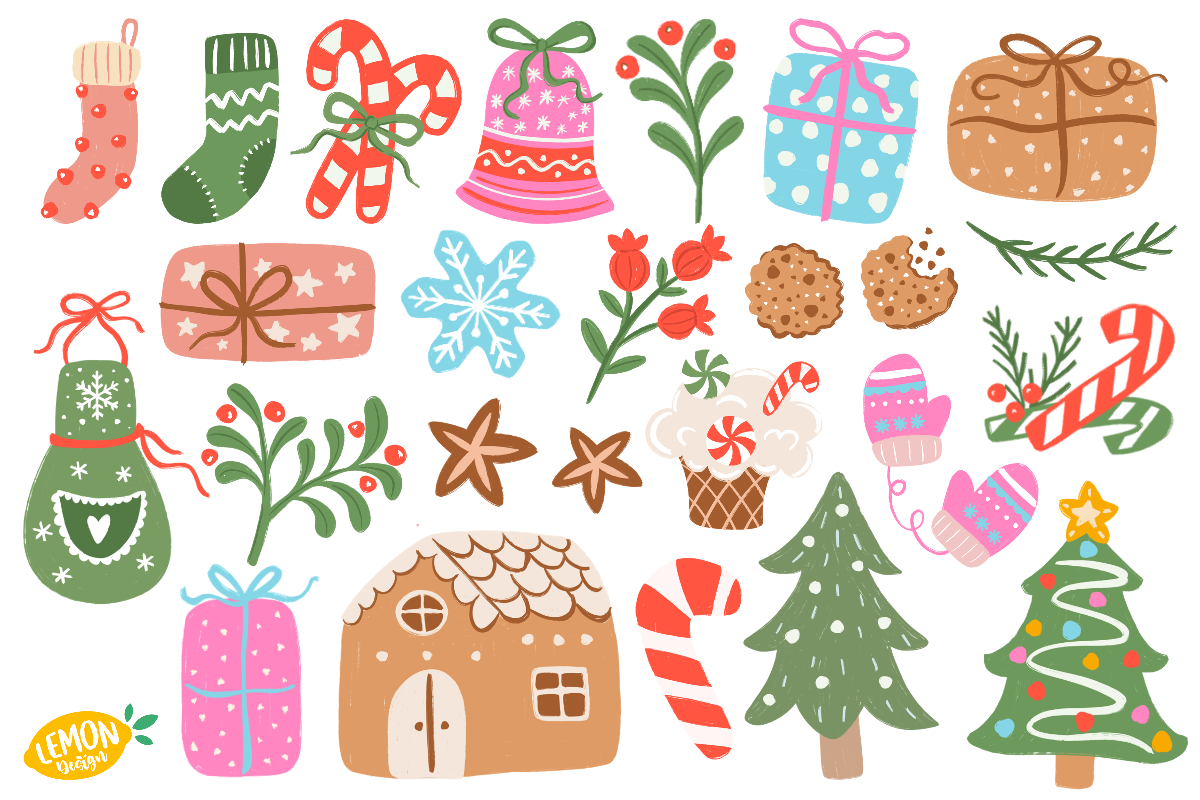 Merry Christmas PNG Clipart Bundle, a Seasonal Illustration by LemonDesign (Photo 2 of 4)