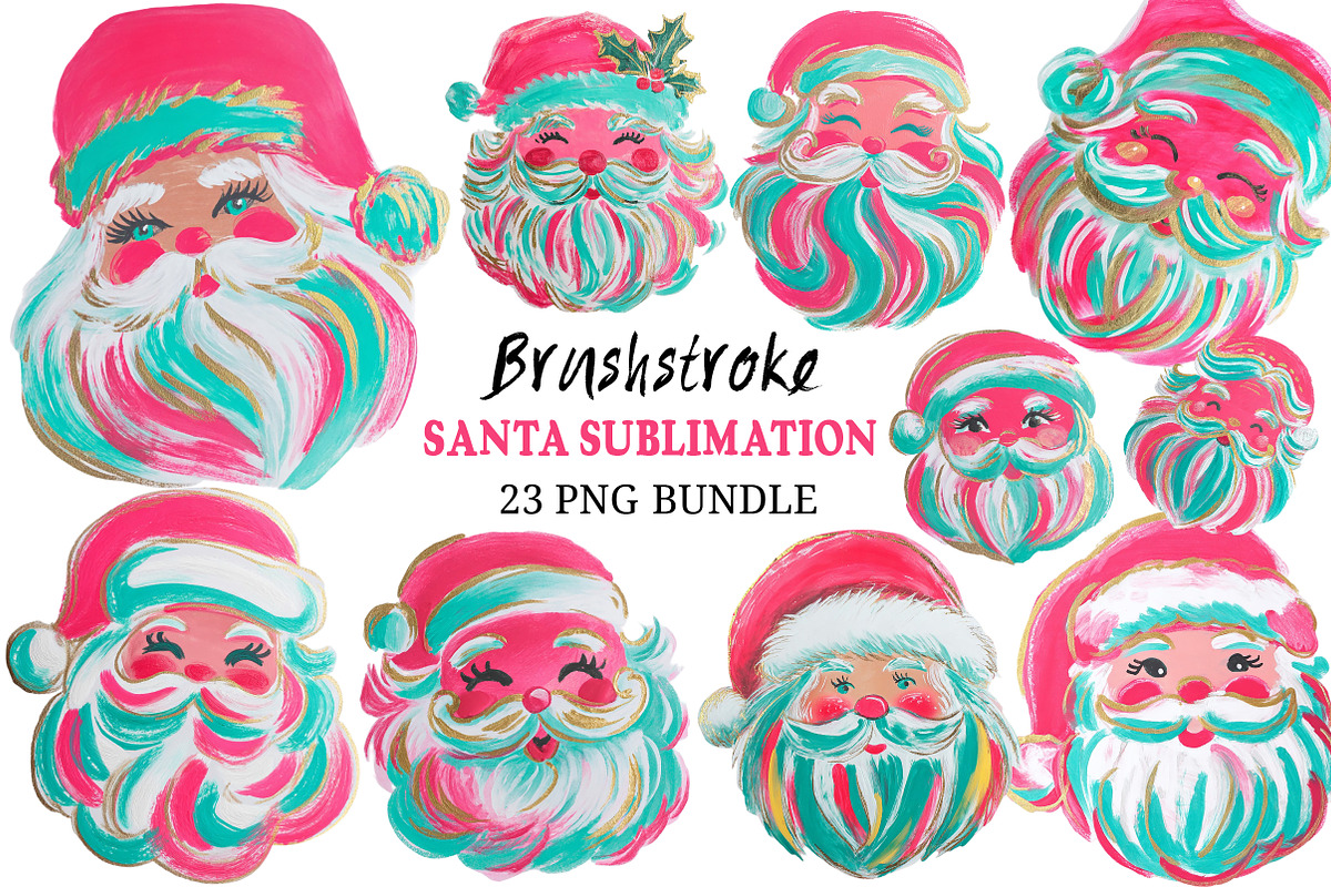 Brushstroke Santa Sublimation Bundle, an Illustration by Craft Nest (Photo 1 of 6)
