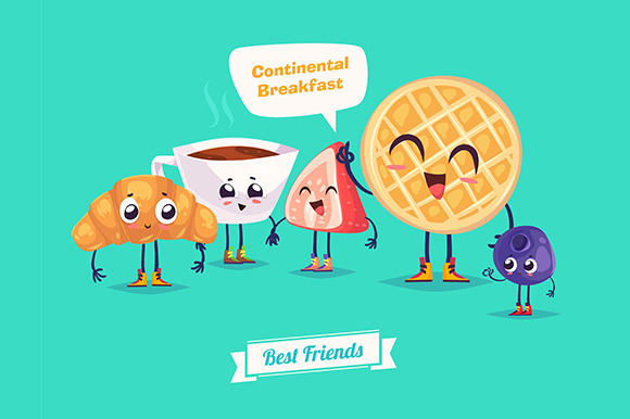 Breakfast. Funny characters, a Decorative Illustration by Krolone