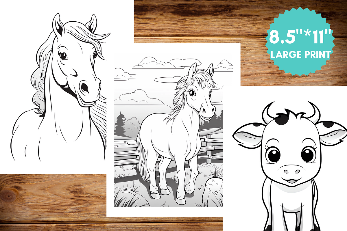 Farm Animals Coloring Pages for Kids, a Brochure Template by LA Design (Photo 5 of 10)