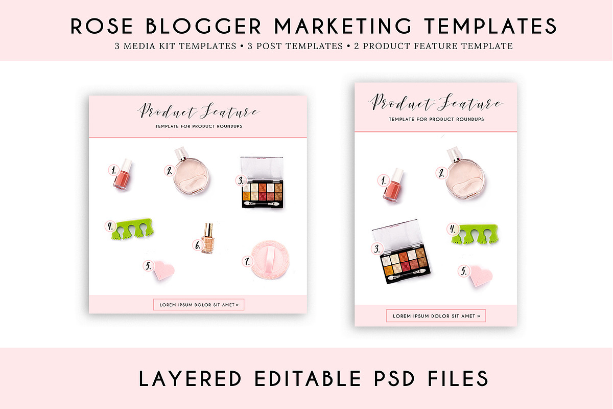 Rose Blogger Marketing Template Pack, a Stationery Template by Minty Fox Designs  (Photo 3 of 6)