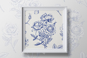Vintage Seamless Patterns Blue Toile, a Pattern Graphic by ON_lineart_store (Thumbnail 4 of 10)
