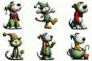 Whimsical Christmas Dog Cat Clipart, an Animal Illustration by Black Bird Studio (Thumbnail 5 of 6)