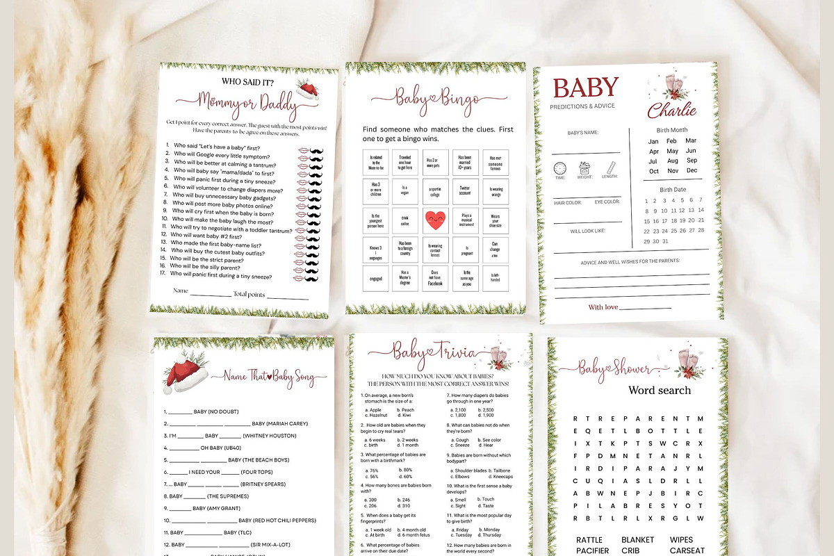 Christmas Theme Baby Shower Bundle, an Invitation Template by Stellalunarts (Photo 7 of 9)