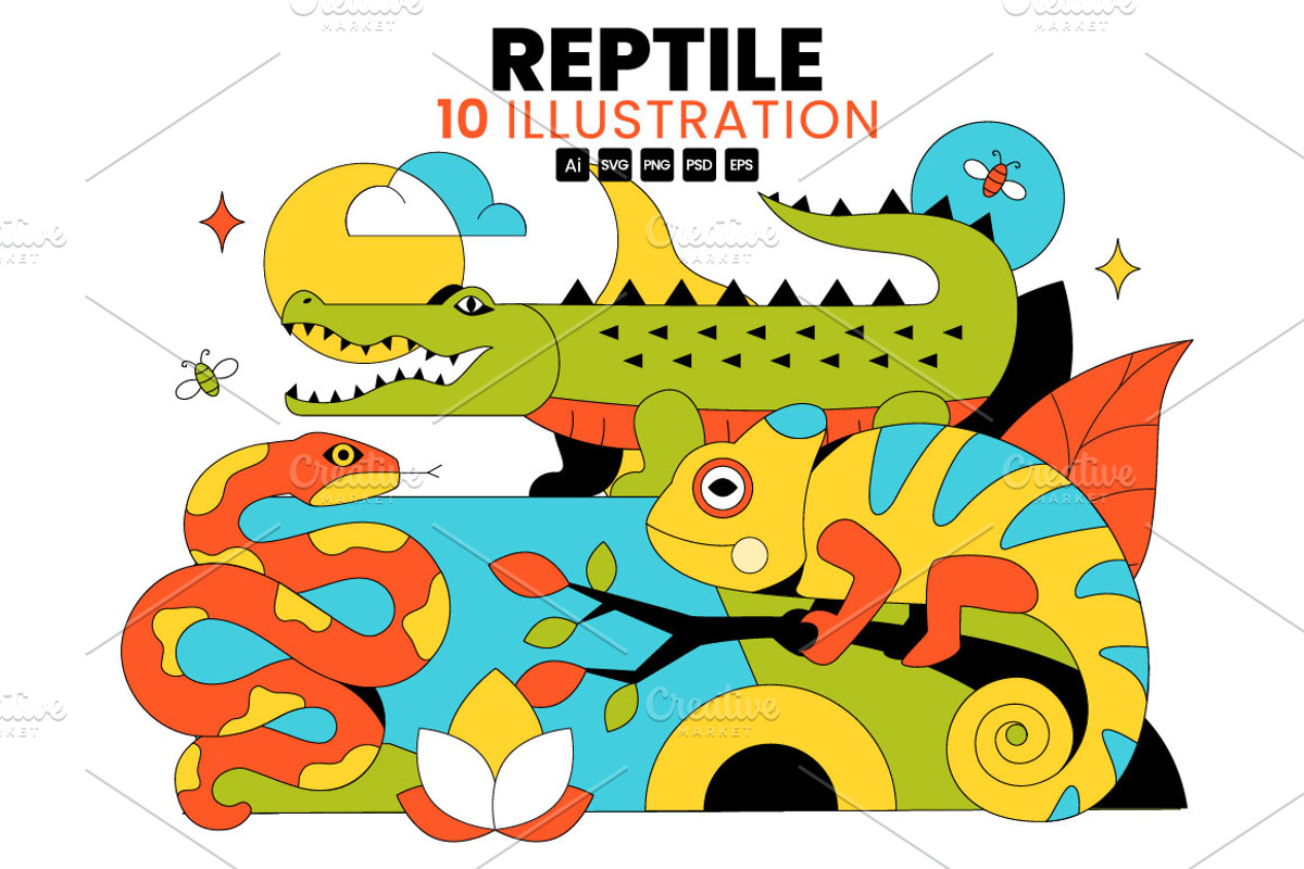 10 Reptile Animals Illustration, an Animal Illustration by denayunebgt (Photo 1 of 4)
