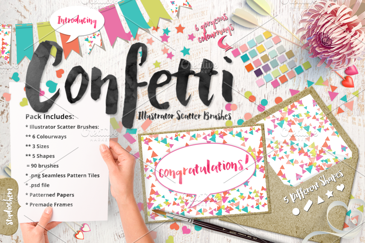 Confetti Scatter Brushes + Bonus!, a Brush Add-On by StylishDesignMe (Photo 1 of 3)