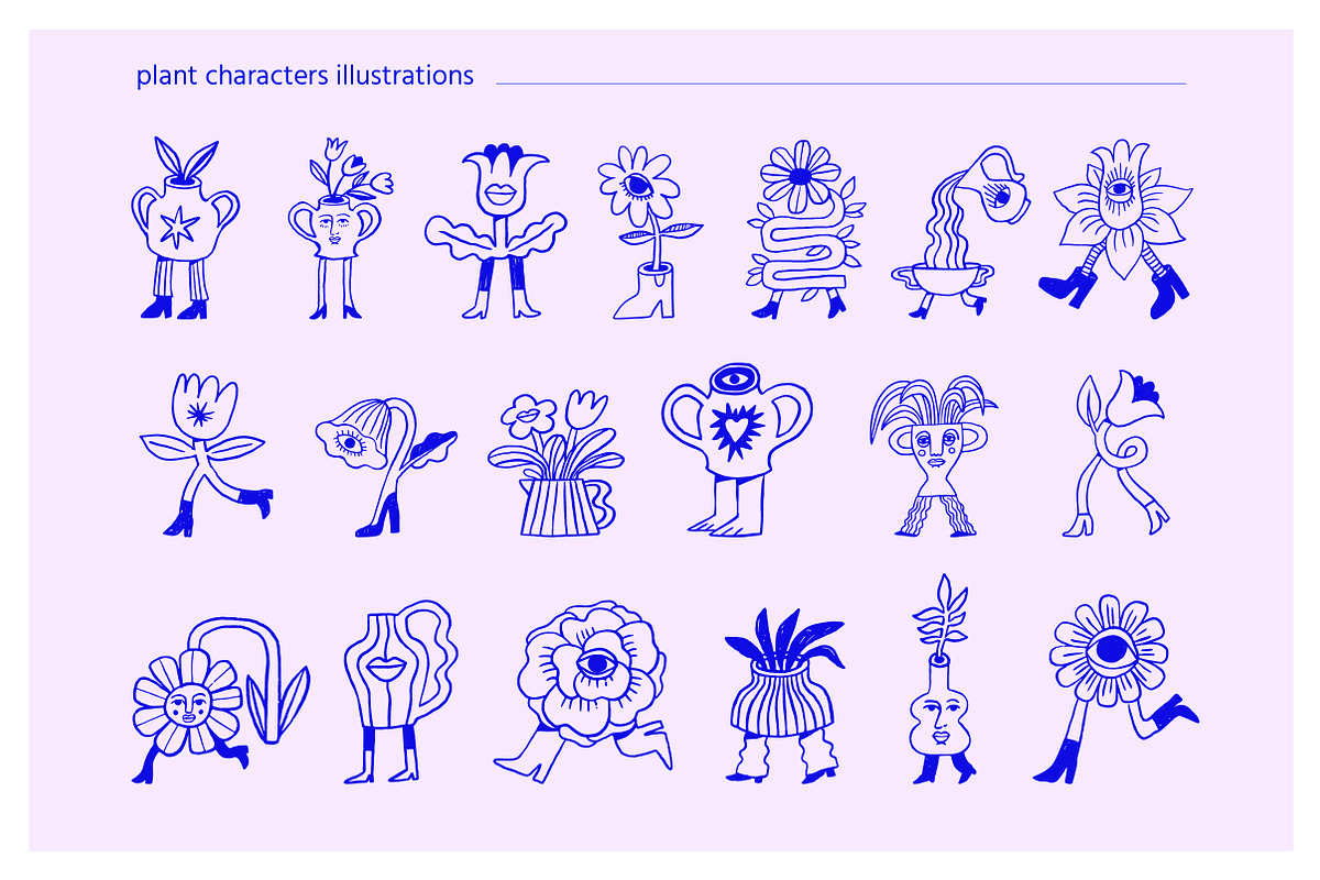 Doodle Garden - botanic characters, a Graphic by Marish (Photo 4 of 9)