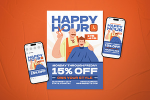 Happy Hour Barber Flyer Set, a Flyer Template by The Good Store
