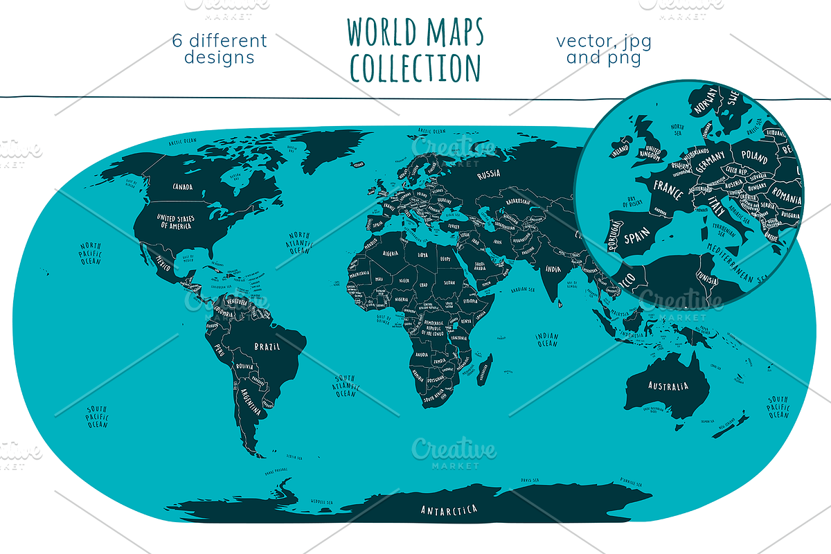 World Maps Collection, an Education Illustration by Illustrationsforteachers (Photo 5 of 8)