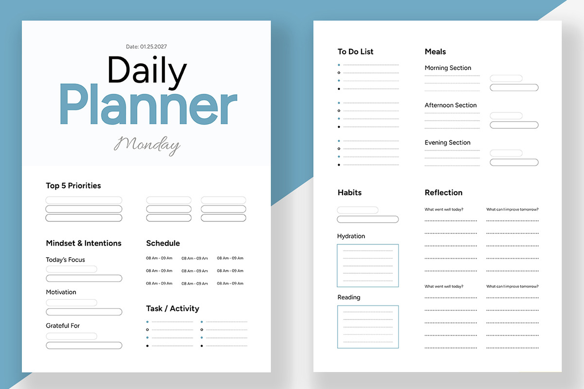 Daily Planner Layout, a Stationery Template by ContestDesign (Photo 1 of 7)