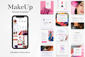 100 Color MakeUp Social Media Posts, a Social Media Template by PatternLab.