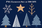 Blue & Gold Christmas Clipart, an Animal Illustration by The Audacious Brush (Thumbnail 4 of 16)
