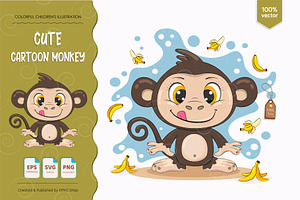 Cartoon Monkey. Tshirt, PNG., an Animal Illustration by KENO Mascots
