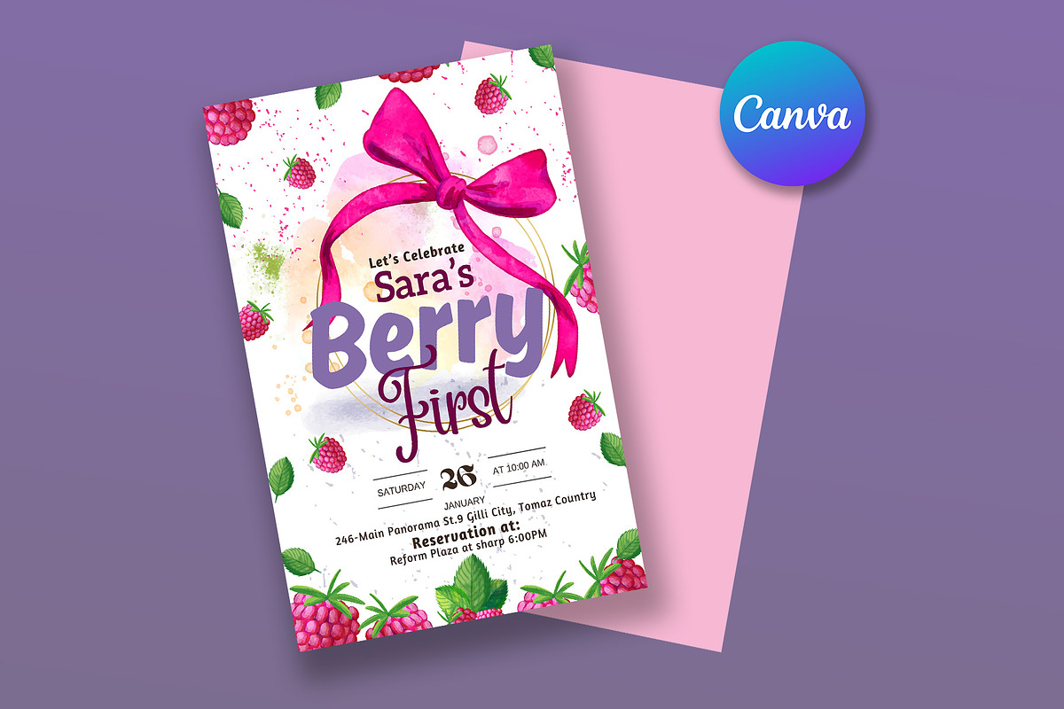 Berry First Birthday Card, Berry 1st, a Social Media Template by Psd Templates (Photo 2 of 2)