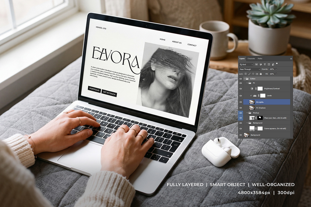 Elvora - Macbook Device Mockup, a Mac Mockup by Heinzel Std Mockup (Photo 2 of 5)