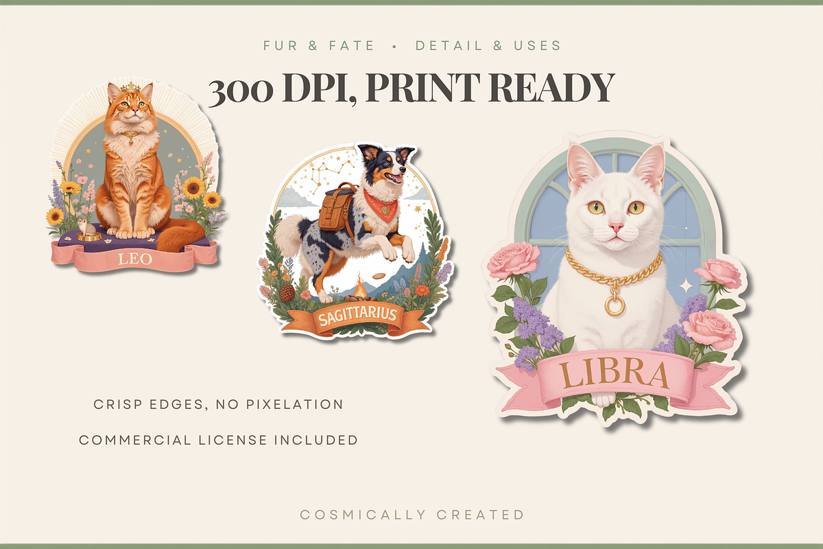 Fur & Fate Zodiac Pet Clipart 100+, an Object Graphic by Jakayla Digital Co (Photo 4 of 21)