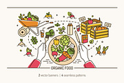 Organic food banner, pattern, a Food Illustration by Good Studio (Thumbnail 1 of 10)