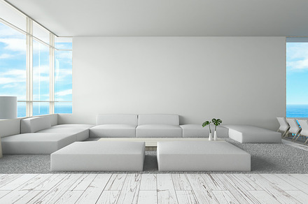 Modern interior living room stock photo containing 3d and apartment