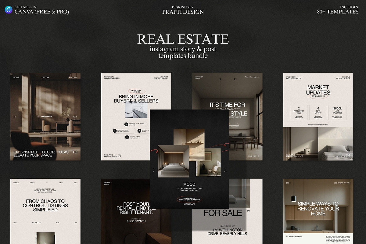 Real Estate Instagram Template Kit, a Social Media Template by Prapti Design (Photo 1 of 10)